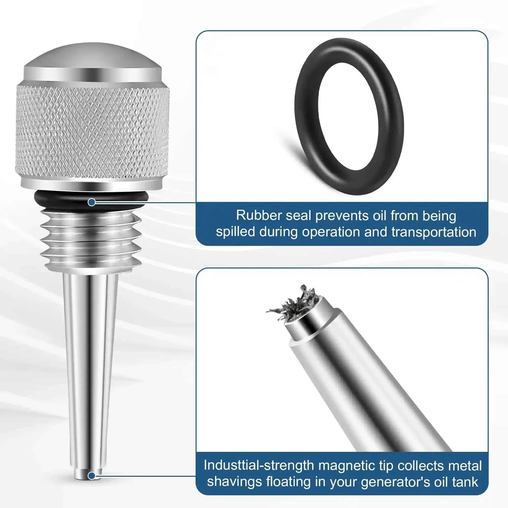 Dreyoo Replacement for 55201 Magnetic Oil Dipstick for Inverter Generator Compatible with Wen/Predator, Aluminum Generator Magnetic Oil Dipstick with O Ring, Silver, 2 Pcs - Erayak Power