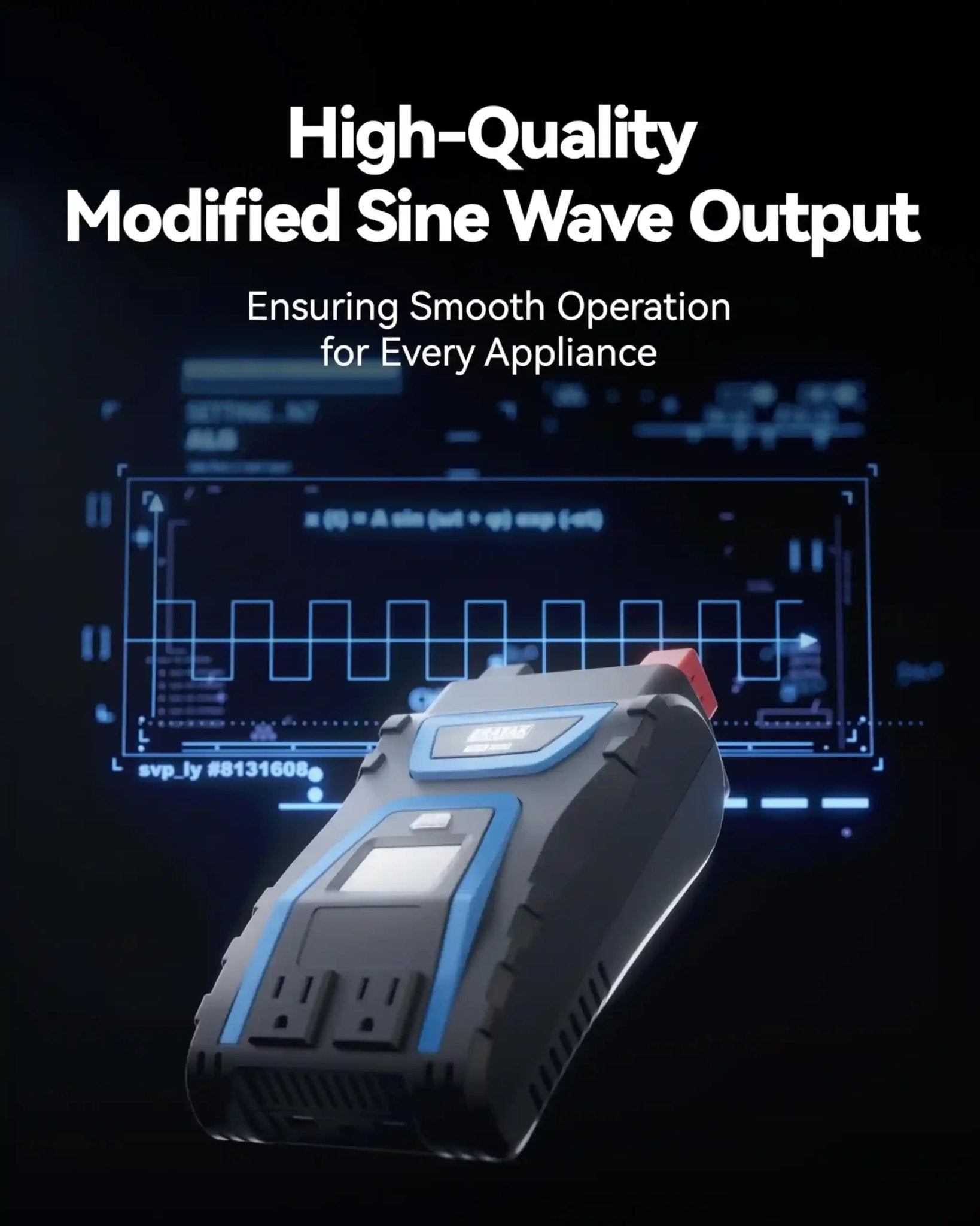 Erayak 1000W Power Inverter, 12V DC to 120V AC, LCD Display, Modified Sine Wave, Dual 120V AC Outlets, USB - A & Type - C Ports, Quiet Fan for RV, Truck, Car, Home Backup - Erayak Power