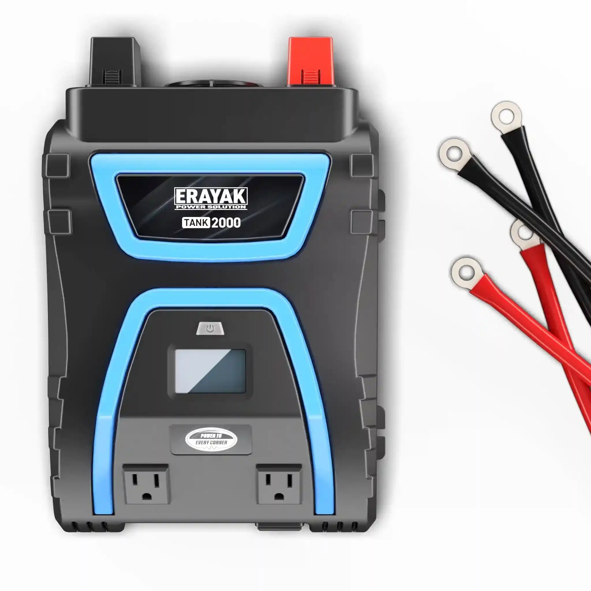 Erayak 2000W Power Inverter, 12V DC to 120V AC, LCD Display, Modified Sine Wave, Remote Control, USB - A & Type - C Ports, 6×40A Fuses, Quiet Fan for RV, Truck, Solar, Home Backup - Erayak Power