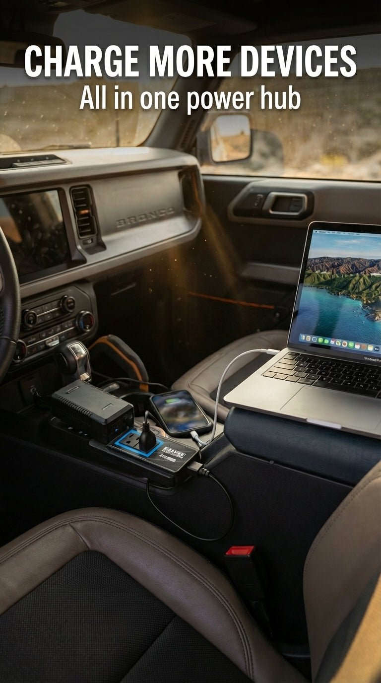 ERAYAK 200W Car Power Inverter [2026] | 110V AC Outlets & 30W USB - C Hub - Erayak Power