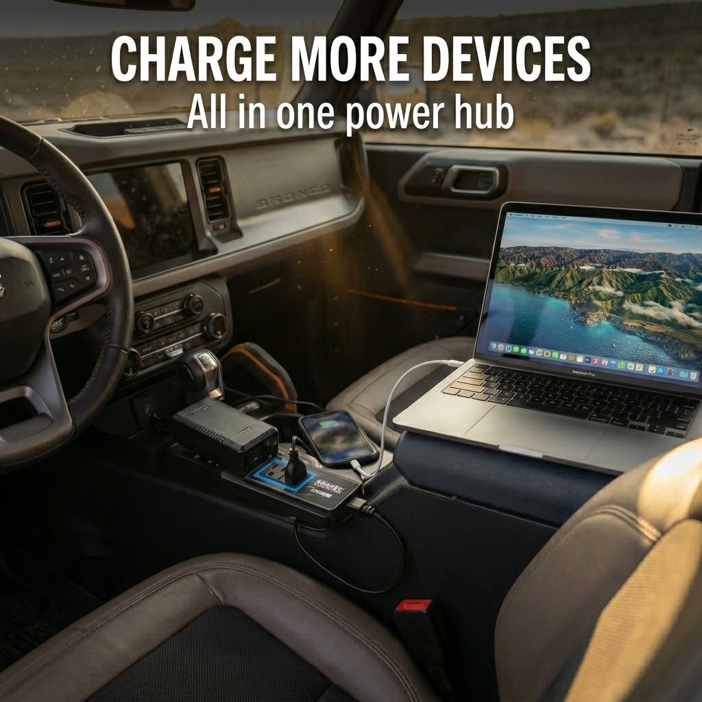 ERAYAK 200W Car Power Inverter - 30W USB - C PD Fast Charging, Dual 110V AC Outlets, Portable Car Adapter for MacBook, iPad, and Pro Electronics - Erayak Power - Car charger - EK-TANK200