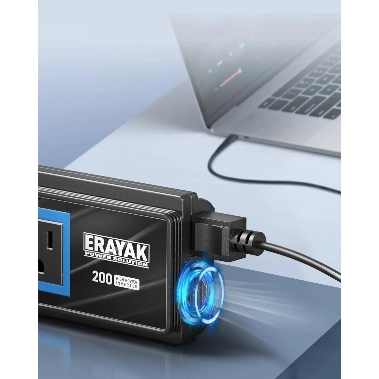 Erayak 200W Cigarette Lighter Adapter, Car Power Inverter, DC 12V to 110V AC Wall Plug Adapter Outlet Truck Car Accessories with 18W USB-C Charger/ 3.1A Dual USB/Car Charger Suitable for Long Road Trip | TANK200 - Erayak Power