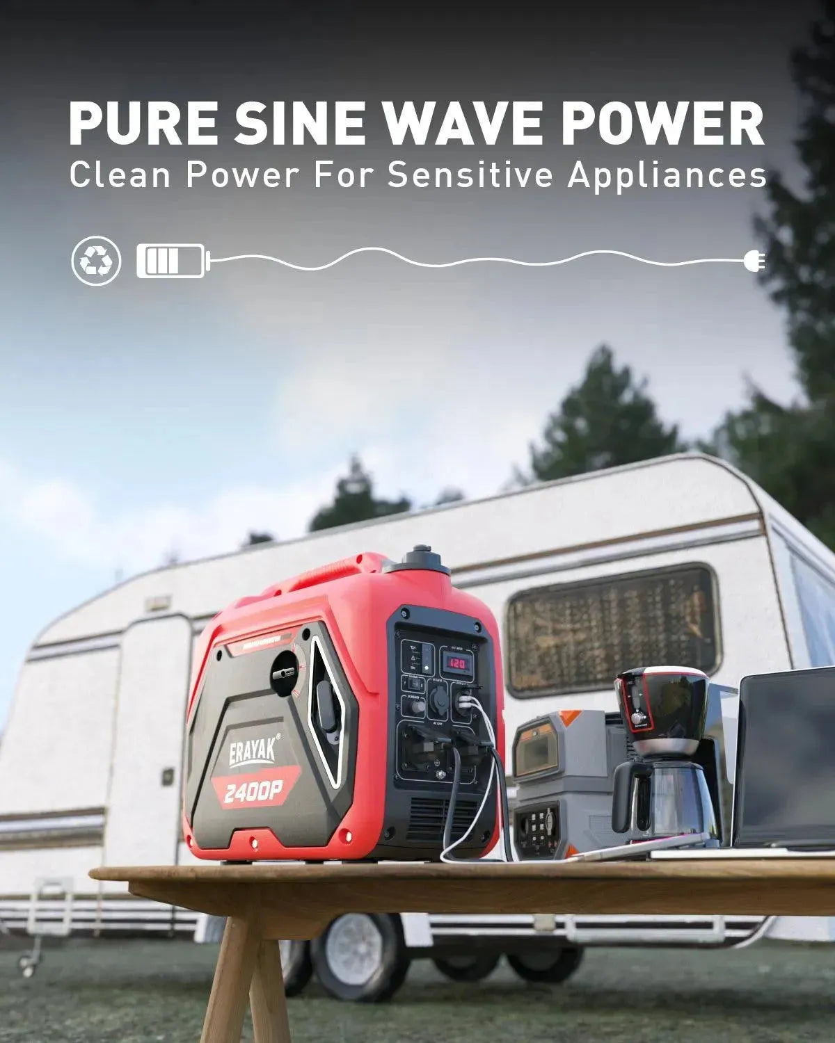 Erayak 2400 Watt Portable Inverter Generator - Quiet Reliable Power for Home, RV, and Emergencies | 2400P - Erayak Power