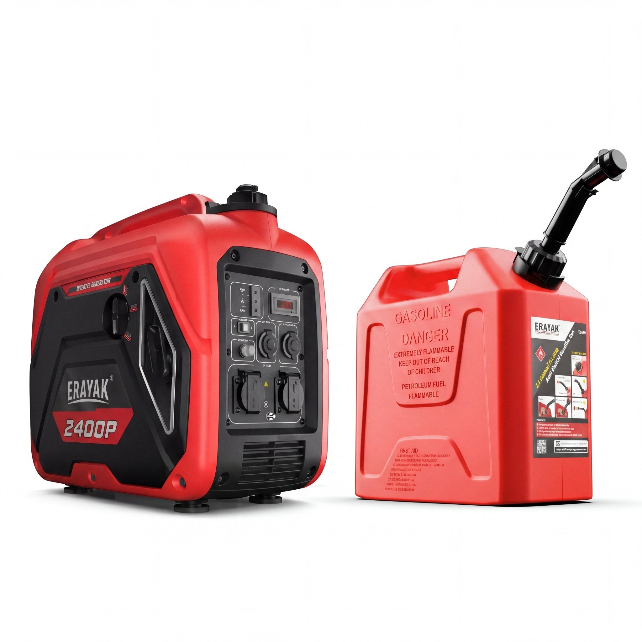 Erayak 2400W Inverter Generator + 2.6 Gallon Gas Can Bundle - Erayak Power - 2400P&Gas can
