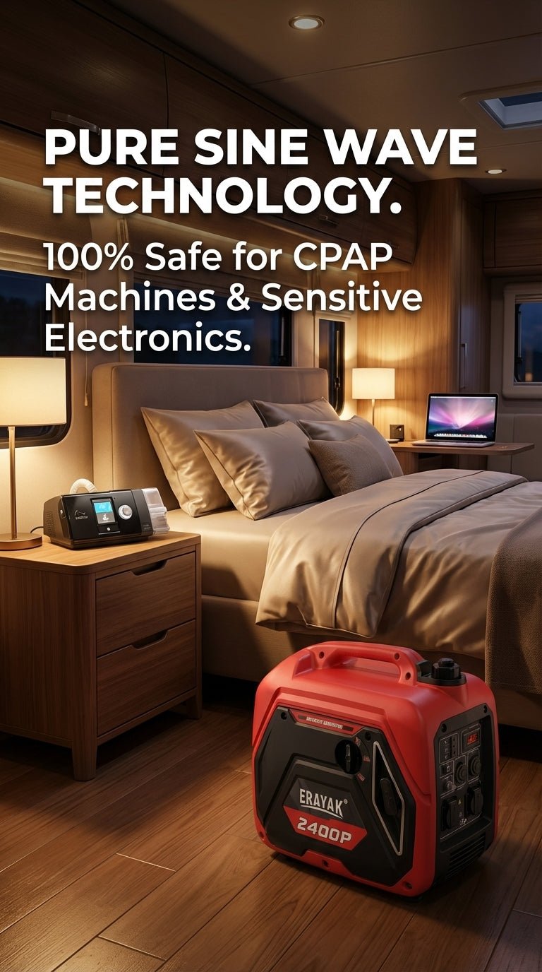 Erayak 2400W Portable Inverter Generator - Super Quiet 51dB, Lightweight 42 lbs | Gas Powered for RV, Camping & Home Backup - Erayak Power