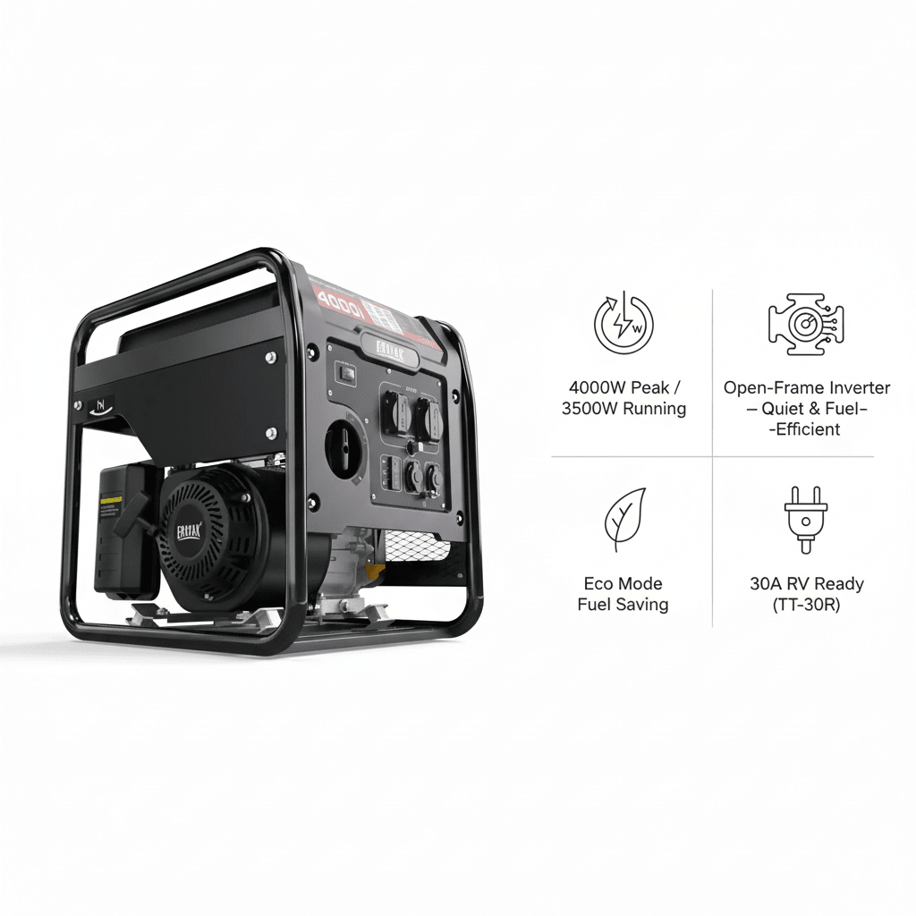 ERAYAK 4000W Gas Inverter Generator for RV, Camping & Home Essentials - Erayak Power - Inverter Generator - EK-4000I-US