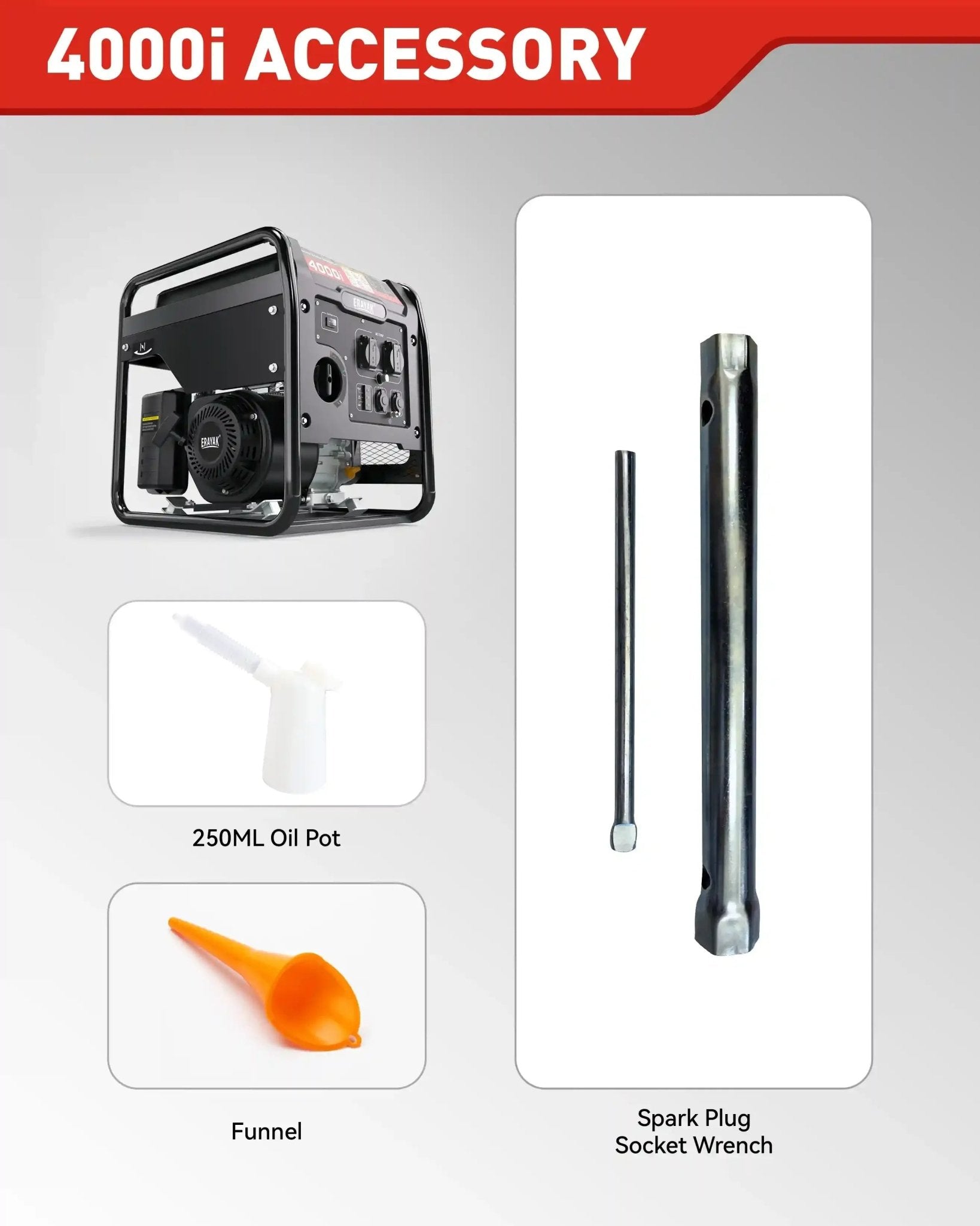 ERAYAK 4000W Gas Inverter Generator for RV, Camping & Home Essentials - Erayak Power - Inverter Generator - EK-4000I-US