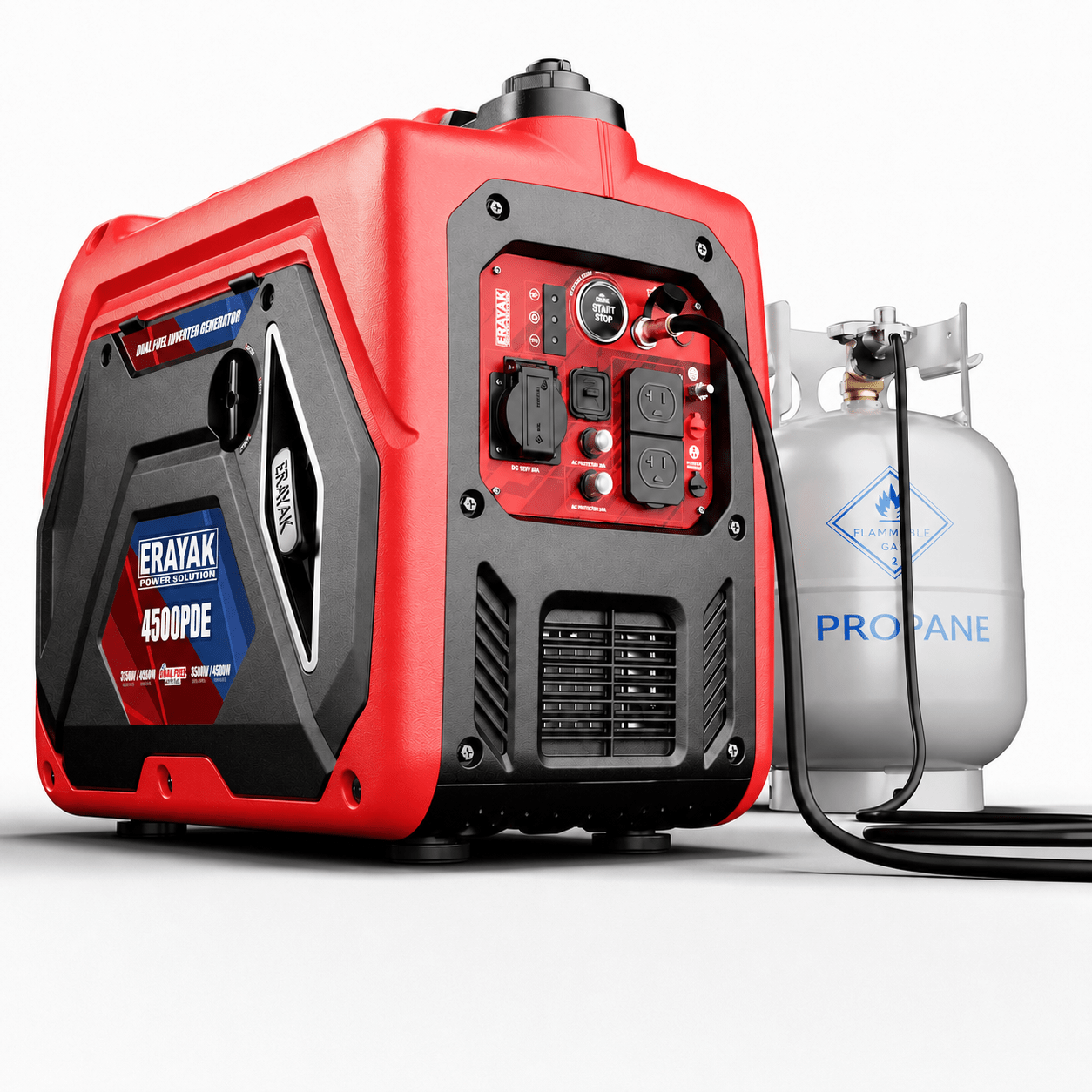 Erayak 4500PDE 4500W Dual-Fuel Inverter Generator for RV & Home Backup with Electric Start - Erayak Power - Portable Inverter Generator - EK-4500PDE