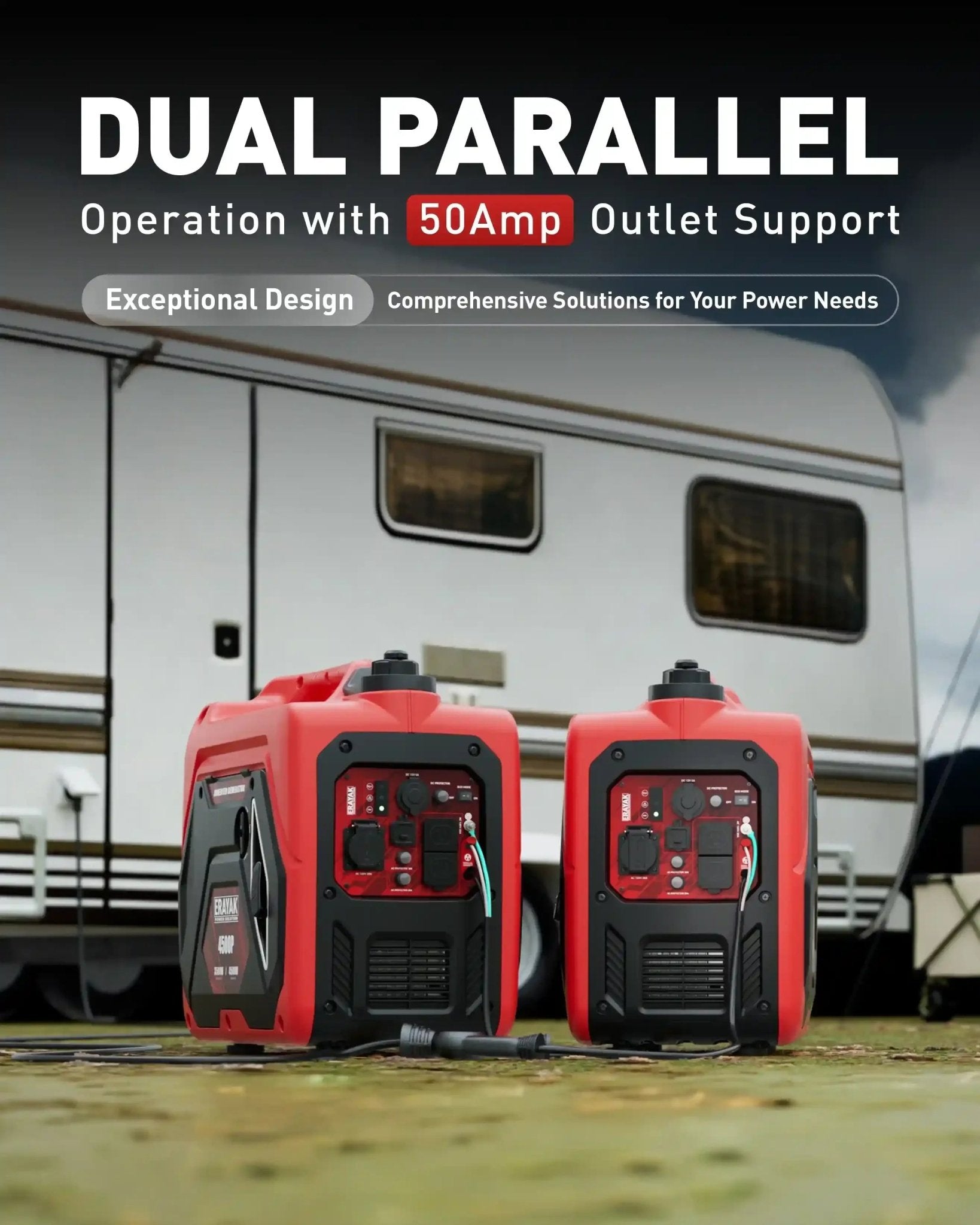 Erayak 4500W Inverter Generator & 2.6 - Gallon Safe - Flo Gas Can Combo - Erayak Power