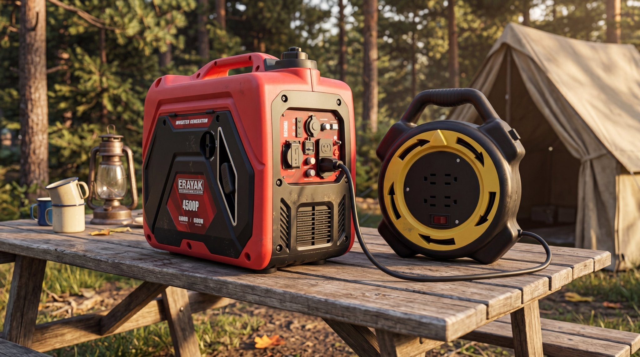 Erayak 4500W Inverter Generator and a 25FT Retractable Extension Cord Reel Bundle - Erayak Power - 4500P&25FT