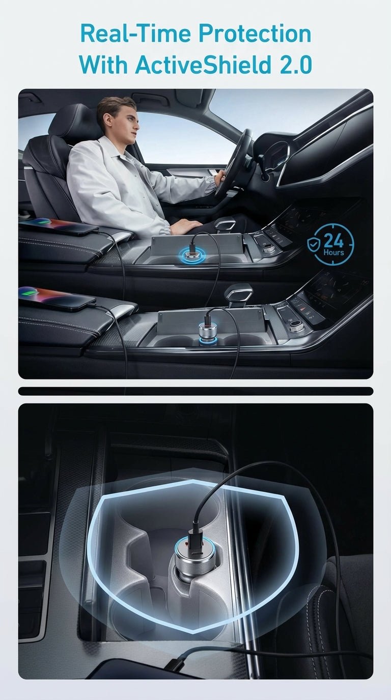 ERAYAK 54W Fast Car Charger [2026] | Dual USB - C PD 3.0 & QC 3.0 with LED Display - Erayak Power