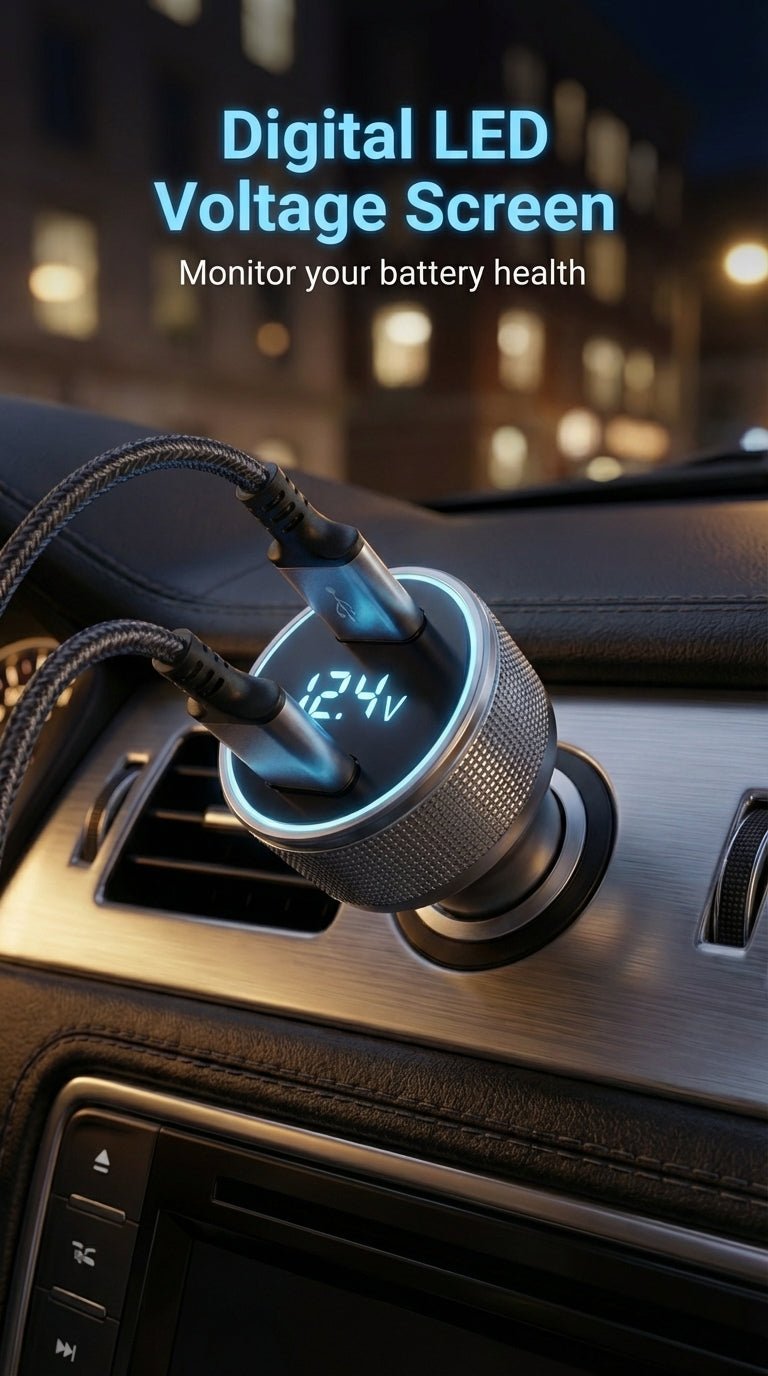 ERAYAK 54W Fast Car Charger [2026] | Dual USB - C PD 3.0 & QC 3.0 with LED Display - Erayak Power