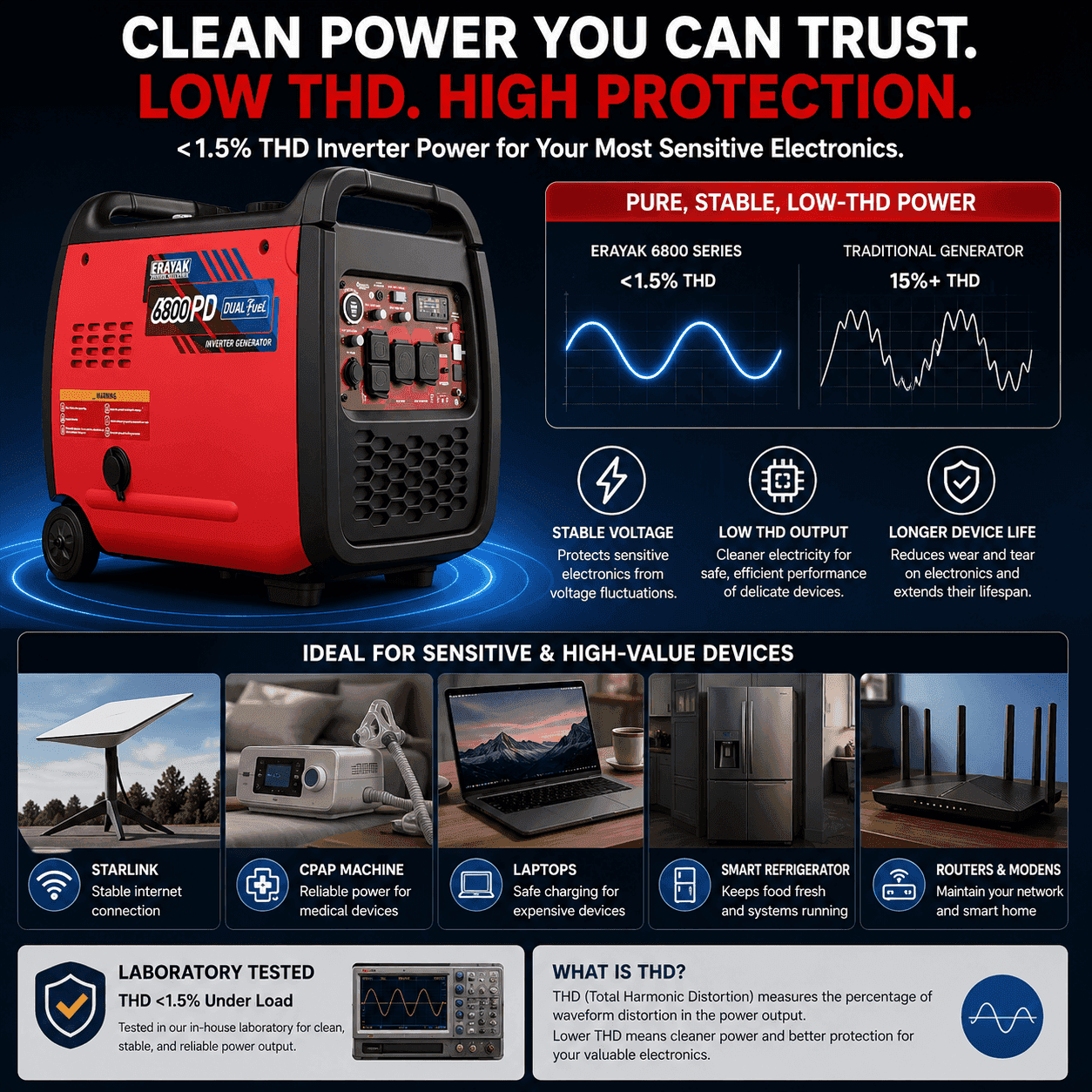 6800W Tri-Fuel Inverter Generator | 120V/240V Home Backup