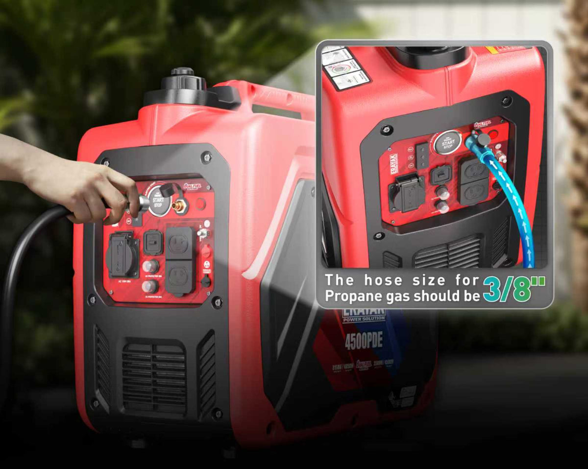erayak dual fuel 4500 watt inverter generator propane gas connection m