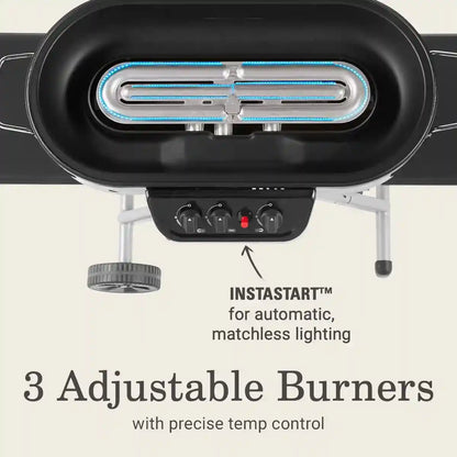 Roadtrip 285 Portable Stand-Up Propane Grill with 3 Adjustable Burners & Instastart Ignition, 20,000 Btus of Power for Outdoor Cooking, Camping, Tailgating, Grilling, Bbqs, & More