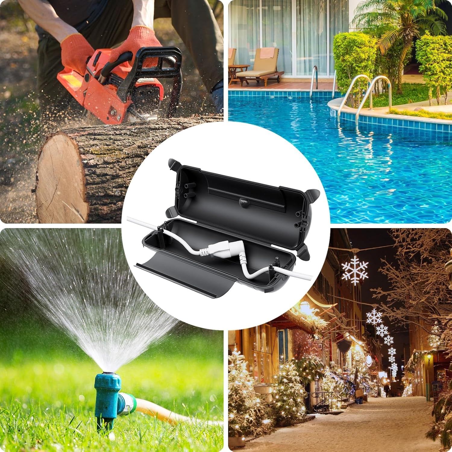 Outdoor Extension Cord Safety Cover with Waterproof Protector Seal, Weatherproof