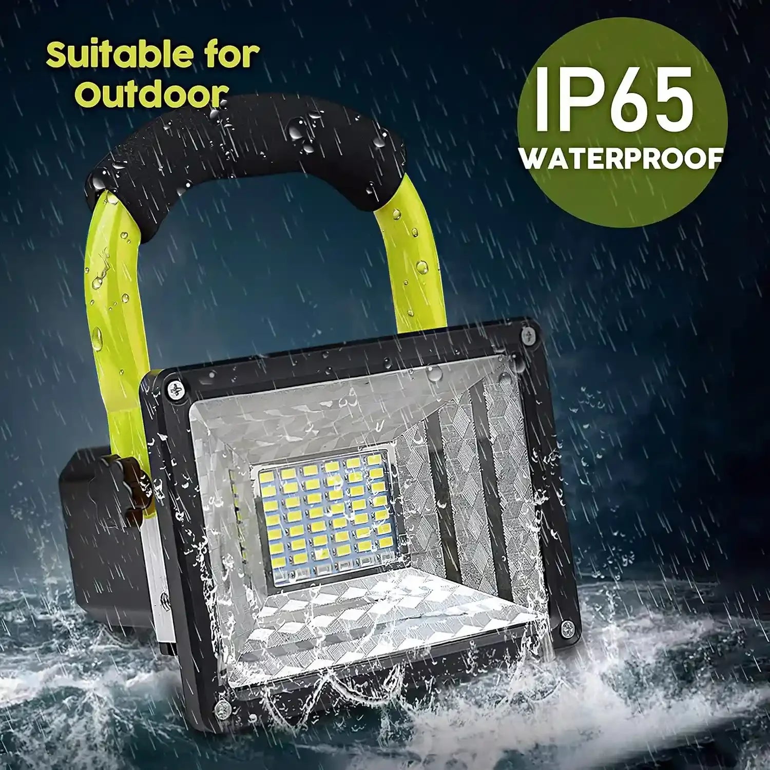 LANFU 30W LED Work Light with Stand, 90° Tiltable 360° Rotation Handle Weatherproof Magnetic Portable Rechargeable Mechanic Travel for Construction Site Jetty Workshop Garage Emergency Camping Green