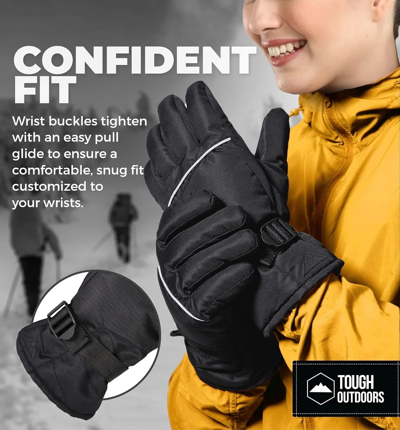Tough Outdoors Ski Gloves for Men & Women -Thermal Snow Gloves & Waterproof Snowboarding Gloves - Warm Winter Gloves for Men