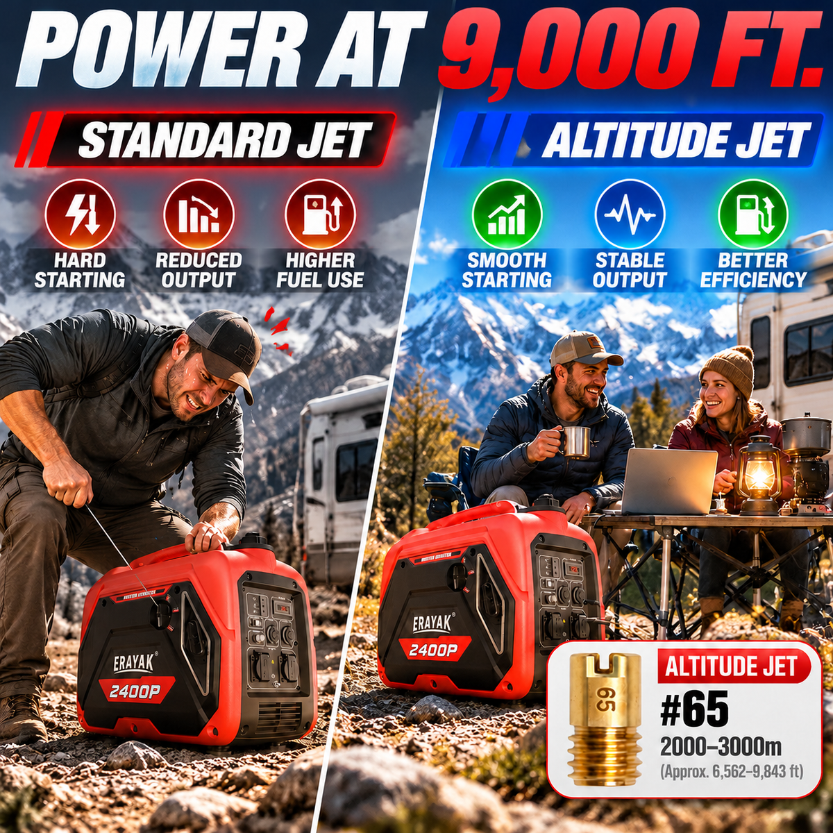 ERAYAK High Altitude Kit for 2400P Inverter Generator (3000–12000 ft)