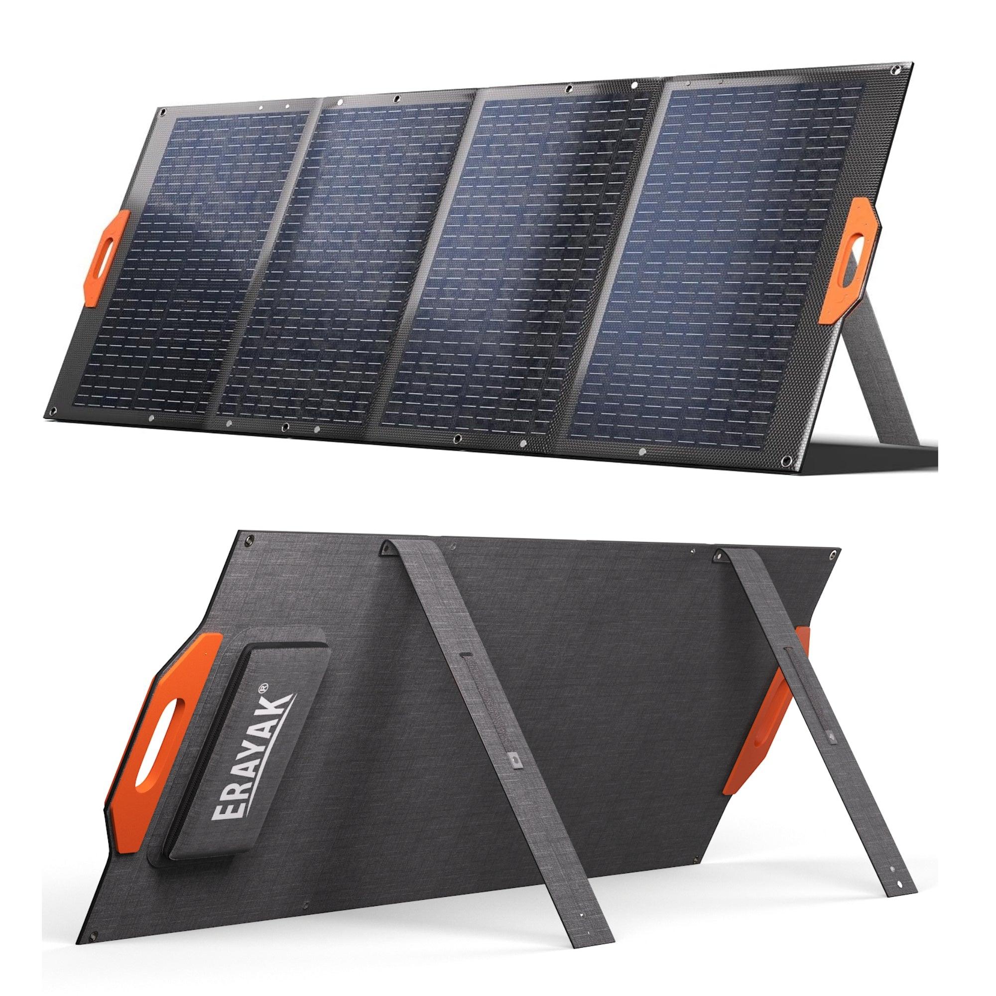 Erayak 100W Solar Panel Portable & Foldable, With Built in USB C Charger Kits For Power Station Solar Generator Cell Phones Camera Lamp 18V DC Output - Erayak